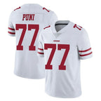 Johmsee SF.49ers #77 Dominick Puni Player White Limited Vapor Untouchable Home Game Stitched Jerseys