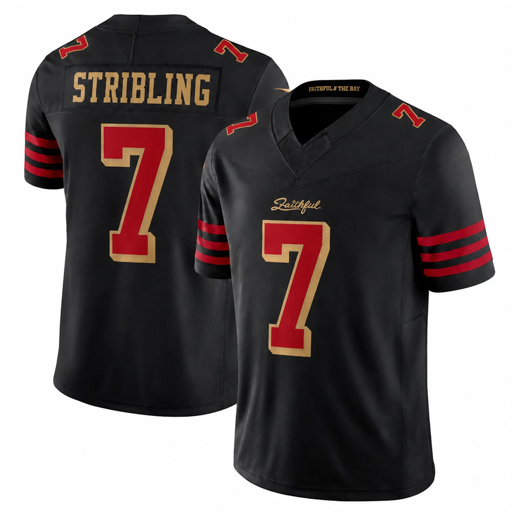 Johmsee SF.49ers #7 De'Zhaun Stribling Player Black Limited Rivalries Collection Home Game Stitched Jerseys