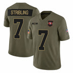 Johmsee SF.49ers #7 De'Zhaun Stribling Player Olive 2025 Salute To Service Limited Home Game Stitched Jerseys