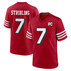 Johmsee SF.49ers #7 De'Zhaun Stribling Player Red 80th Game Home Stitched Jerseys