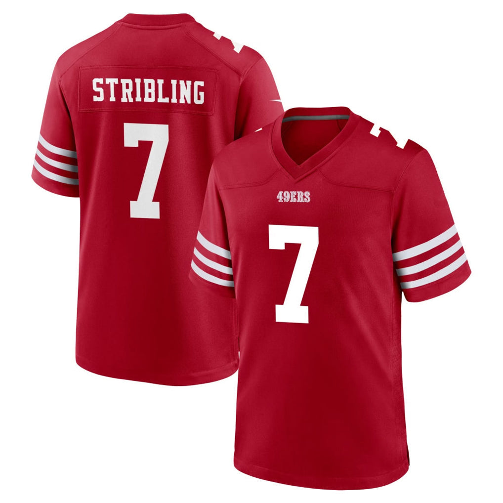 Johmsee SF.49ers #7 De'Zhaun Stribling Player Red Game Home Stitched Jerseys