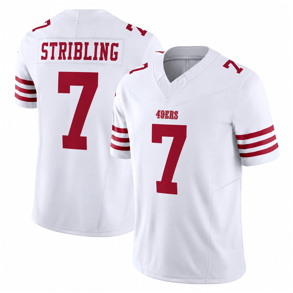 Johmsee SF.49ers #7 De'Zhaun Stribling Player White Limited Vapor F.U.S.E. Home Game Stitched Jerseys