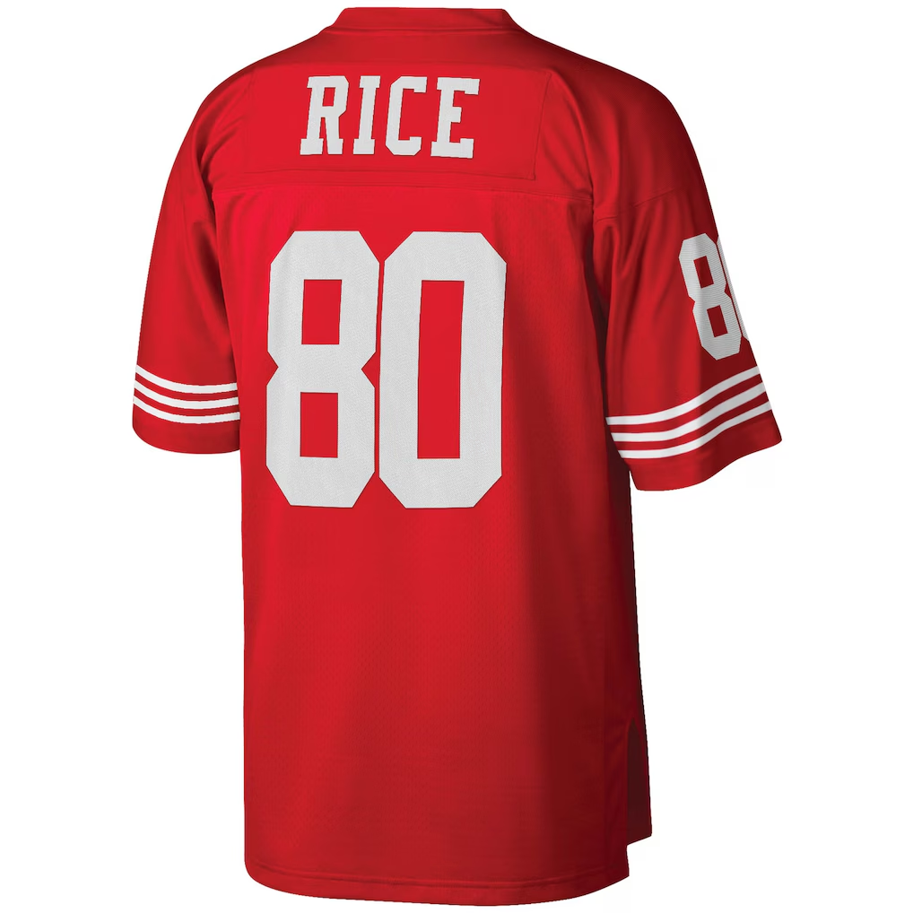 Johmsee SF.49ers #80 Jerry Rice Mitchell & Ness Scarlet Big & Tall 1990 Retired Player Replica Stitched Puhic Jersey