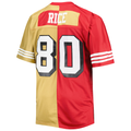Johmsee SF.49ers #80 Jerry Rice Mitchell & Ness ScarletGold Big & Tall Split Legacy Retired Player Replica Jersey