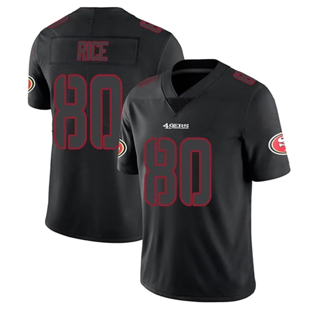 Johmsee SF.49ers #80 Jerry Rice Player Black Limited Rush Impact Stitched Jerseys