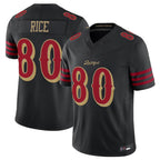 Johmsee SF.49ers #80 Jerry Rice Player Black Vapor F.U.S.E. Limited Stitched Jerseys