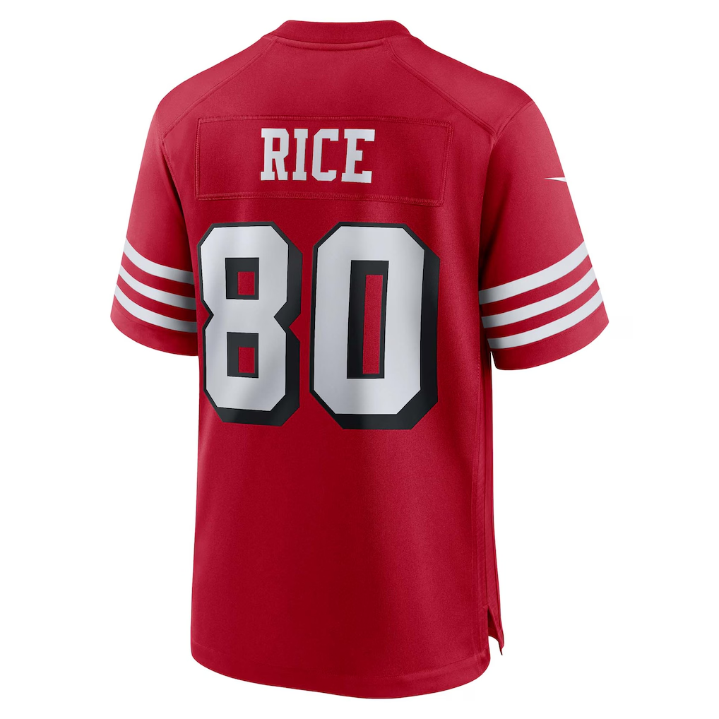 Johmsee SF.49ers #80 Jerry Rice Scarlet Retired Player Alternate Game Stitched Jerseys