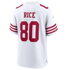 Johmsee SF.49ers #80 Jerry Rice White Retired Player Game American Stitched Jersey