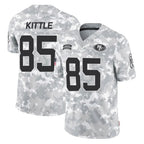 Johmsee SF.49ers #85 George Kittle Player Arctic Camo Limited Salute To Service Home Game Stitched Jerseys