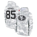 Johmsee SF.49ers #85 George Kittle Player Arctic Camo Salute to Service Hoodies Stitched Jerseys