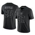 Johmsee SF.49ers #85 George Kittle Player Black Limited Reflective Home Game Stitched Jerseys
