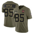 Johmsee SF.49ers #85 George Kittle Player Olive 2025 Salute To Service Limited Home Game Stitched Jerseys
