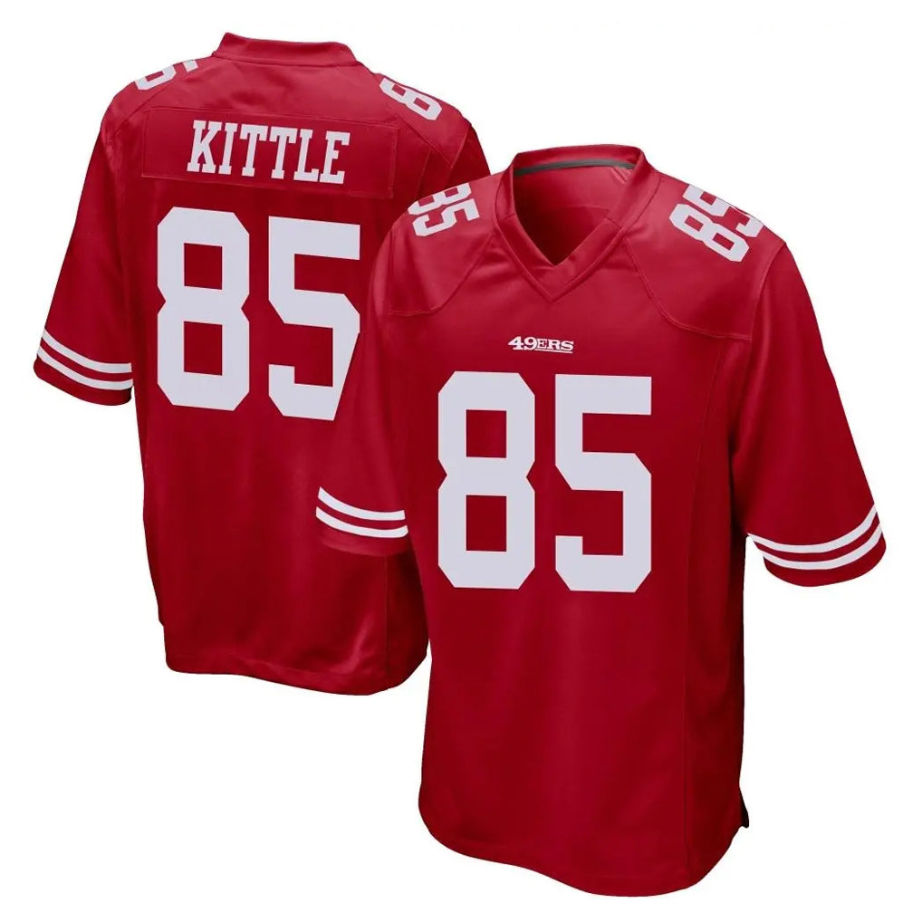 Johmsee SF.49ers #85 George Kittle Player Red Home Game Stitched Jerseys