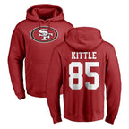 Johmsee SF.49ers #85 George Kittle Player Red LOGO Pullover Hoodies Home Game Stitched Jerseys