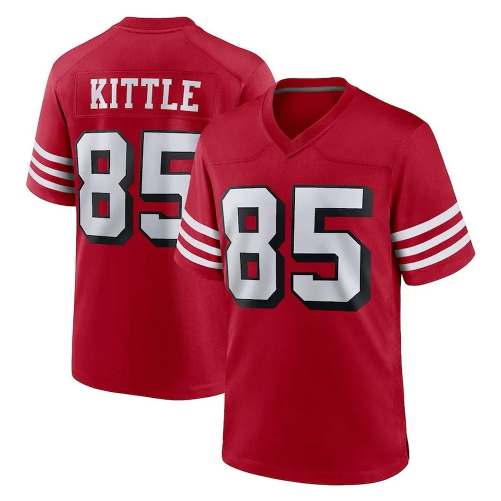 Johmsee SF.49ers #85 George Kittle Player Red Limited Alternate Home Game Stitched Jerseys
