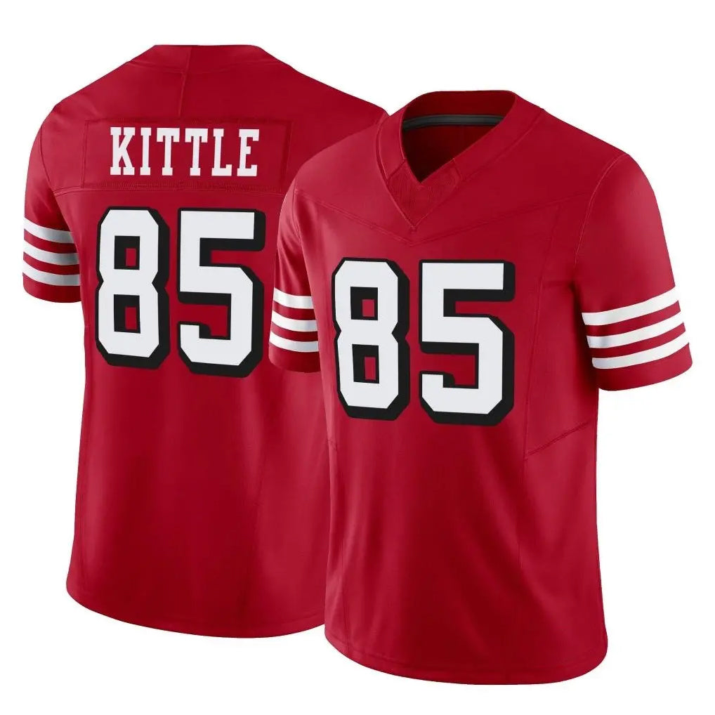 Johmsee SF.49ers #85 George Kittle Player Red Limited Alternate Vapor F.U.S.E. Home Game Stitched Jerseys