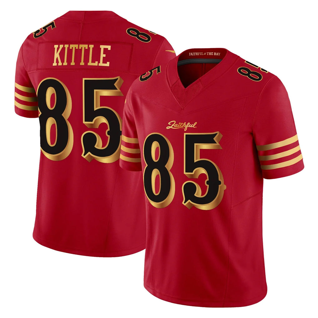 Johmsee SF.49ers #85 George Kittle Player Red Rivalries Vapor Limited Home Game Stitched Jerseys