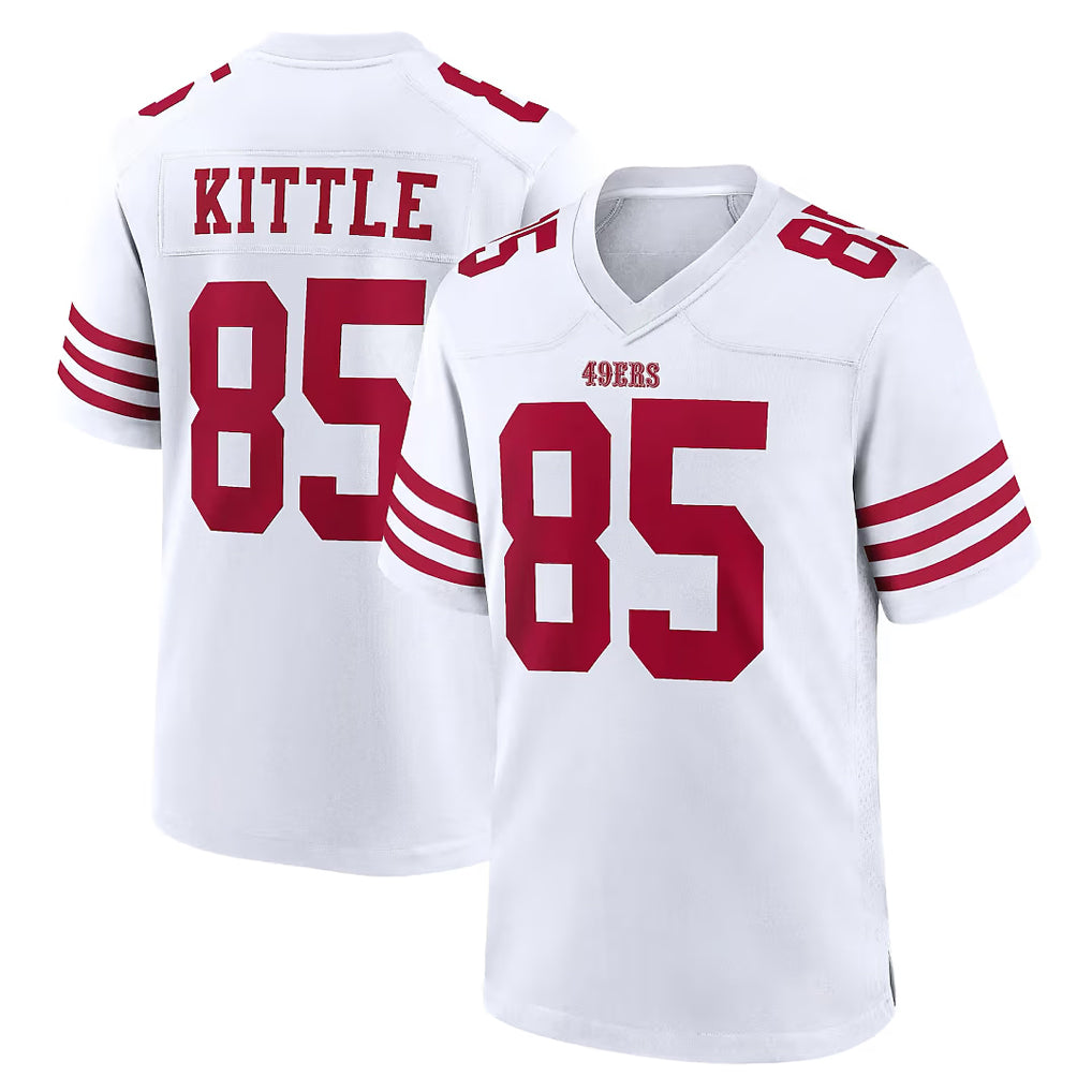Johmsee SF.49ers #85 George Kittle Player White Game Home Stitched Jerseys