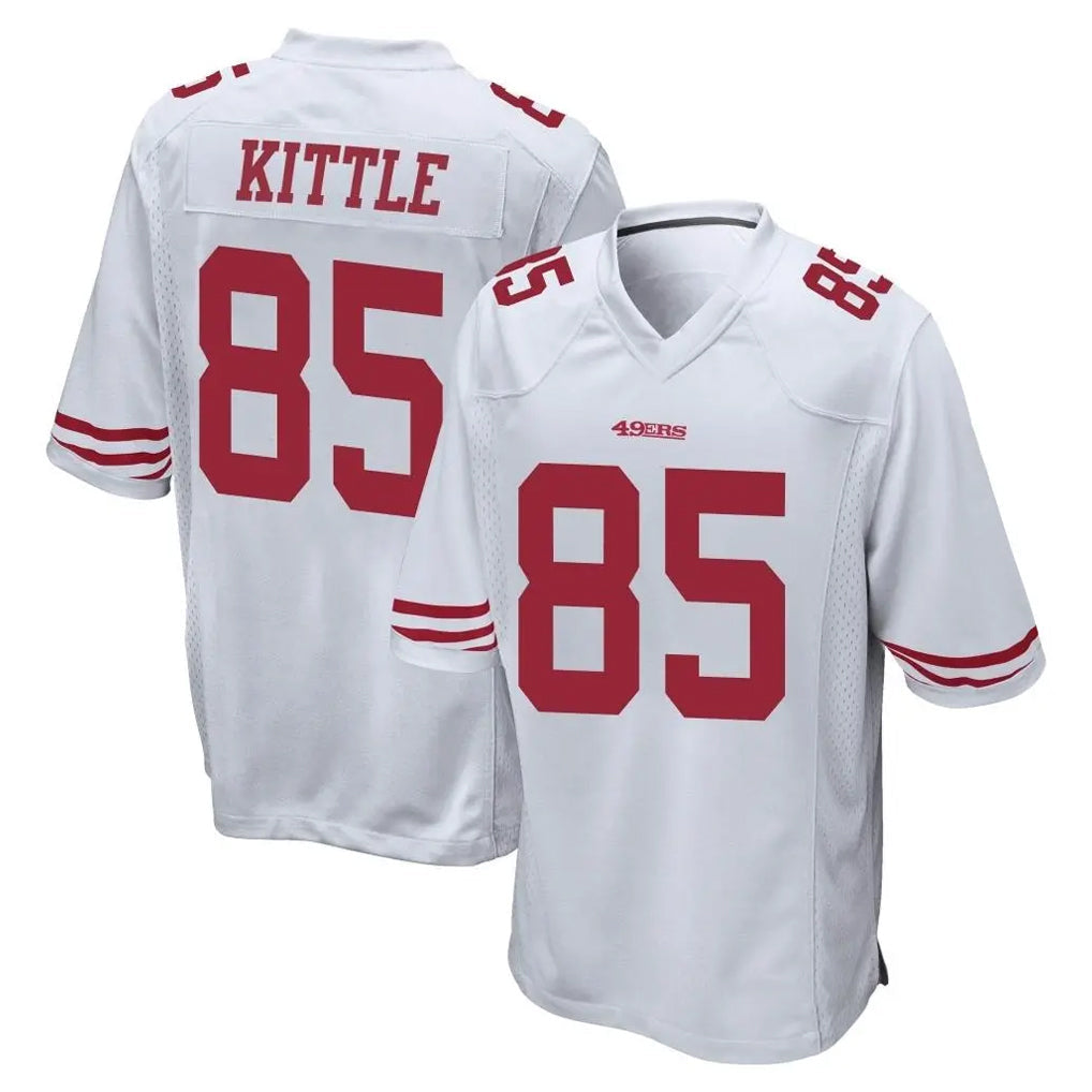 Johmsee SF.49ers #85 George Kittle Player White Home Game Stitched Jerseys