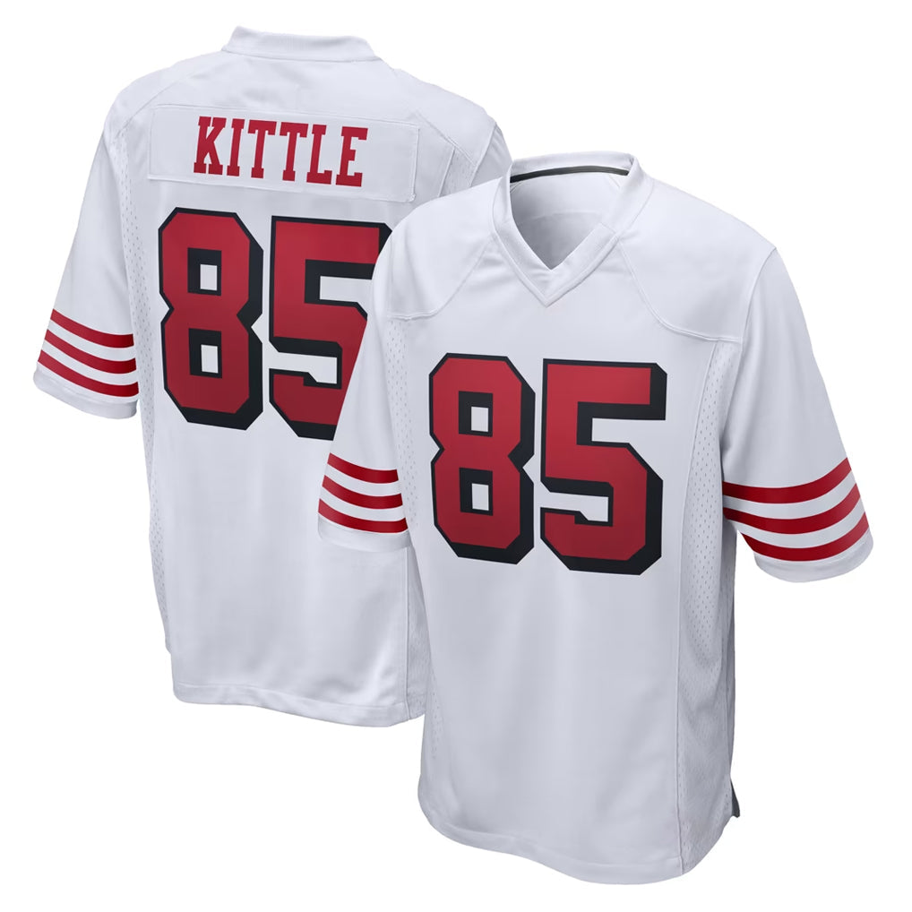Johmsee SF.49ers #85 George Kittle Player White Limited Home Game Stitched Jerseys