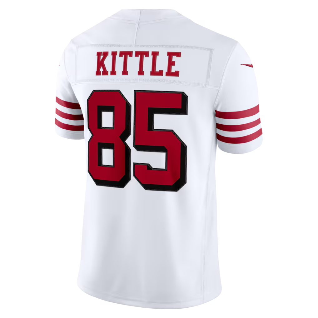 Johmsee SF.49ers #85 George Kittle White Alternate Vapor F.U.S.E. Stitched Limited Jerseys