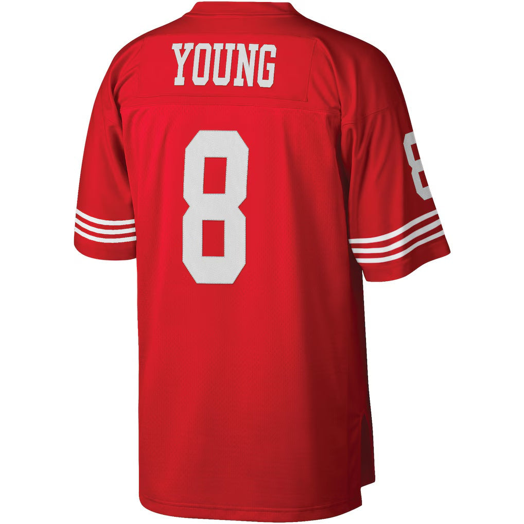 Johmsee SF.49ers #8 Steve Young Mitchell & Ness Scarlet Legacy Replica Stitched Jerseys