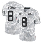 Johmsee SF.49ers #8 Steve Young Player Arctic Camo Salute to Service Stitched Jerseys