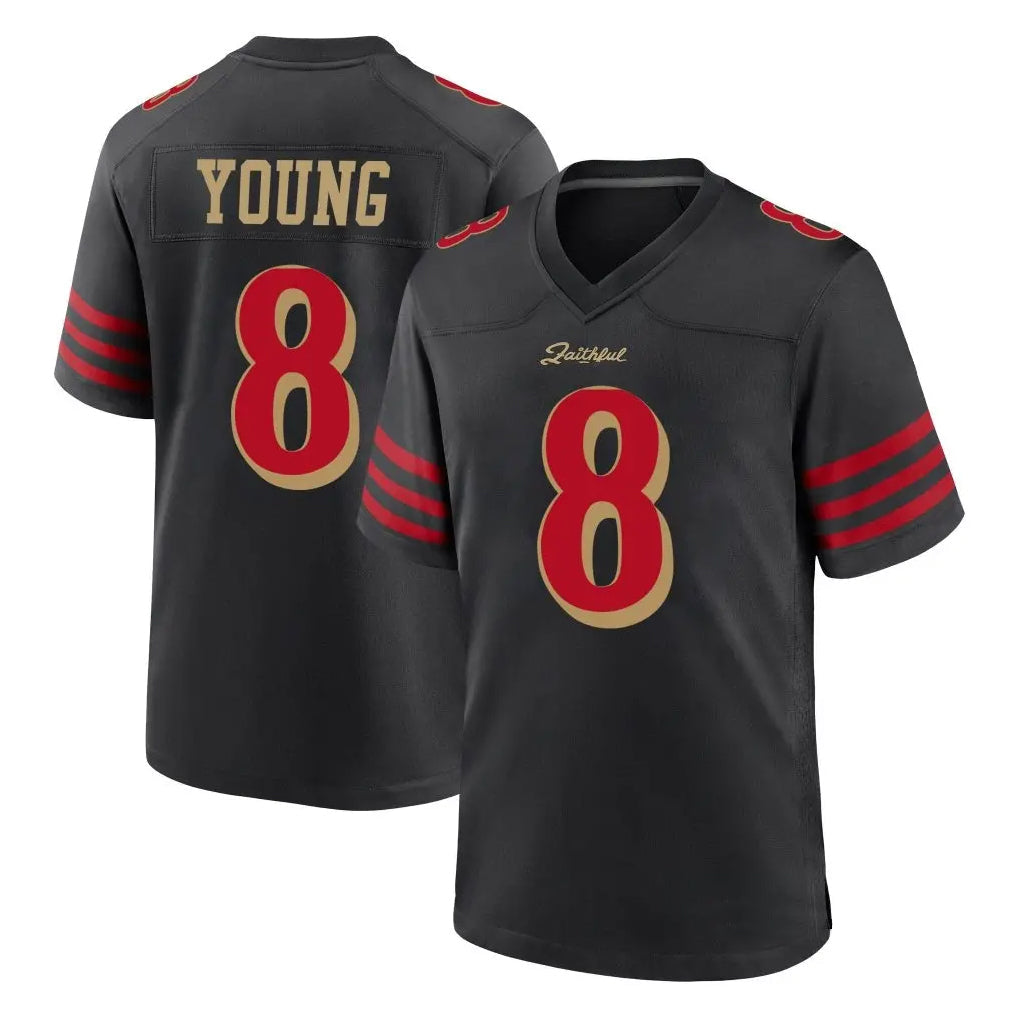 Johmsee SF.49ers #8 Steve Young Player Black Rivalries Collection Game Stitched Jerseys