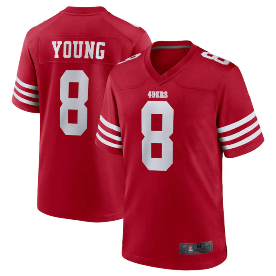 Johmsee SF.49ers #8 Steve Young Scarlet Retired Player Game American Stitched Jersey
