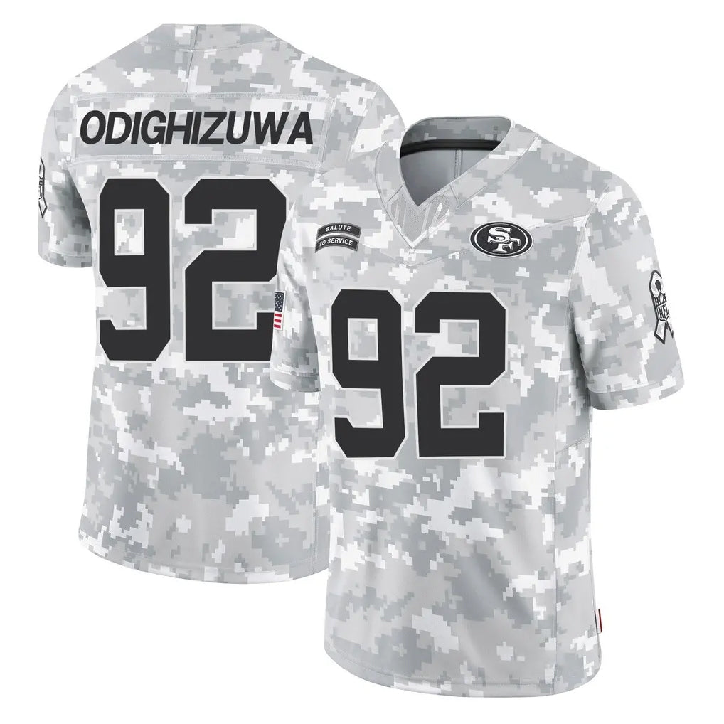 Johmsee SF.49ers #92 Osa Odighizuwa Player Arctic Camo Limited Salute To Service Home Game Stitched Jerseys