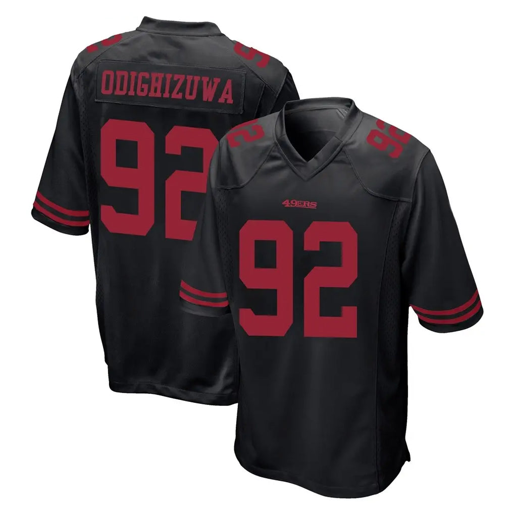 Johmsee SF.49ers #92 Osa Odighizuwa Player Black Alternate Home Game Stitched Jerseys