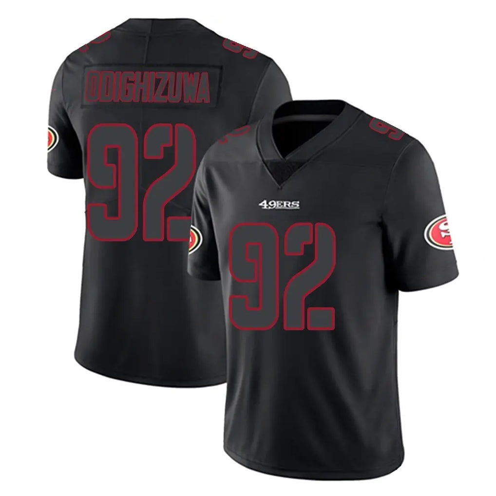 Johmsee SF.49ers #92 Osa Odighizuwa Player Black Impact Limited Home Game Stitched Jerseys