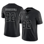 Johmsee SF.49ers #92 Osa Odighizuwa Player Black Limited Reflective Home Game Stitched Jerseys