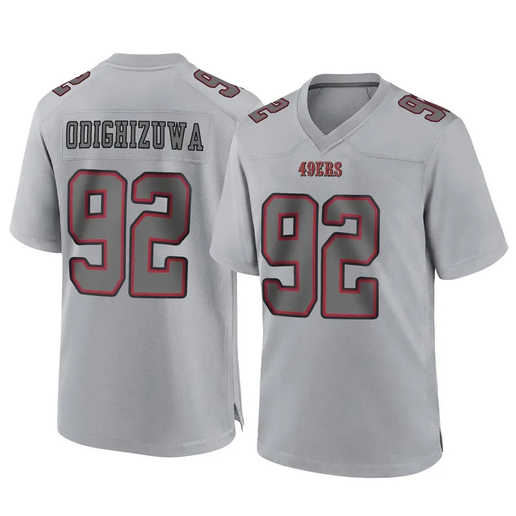 Johmsee SF.49ers #92 Osa Odighizuwa Player Gray Atmosphere Fashion Home Game Stitched Jerseys