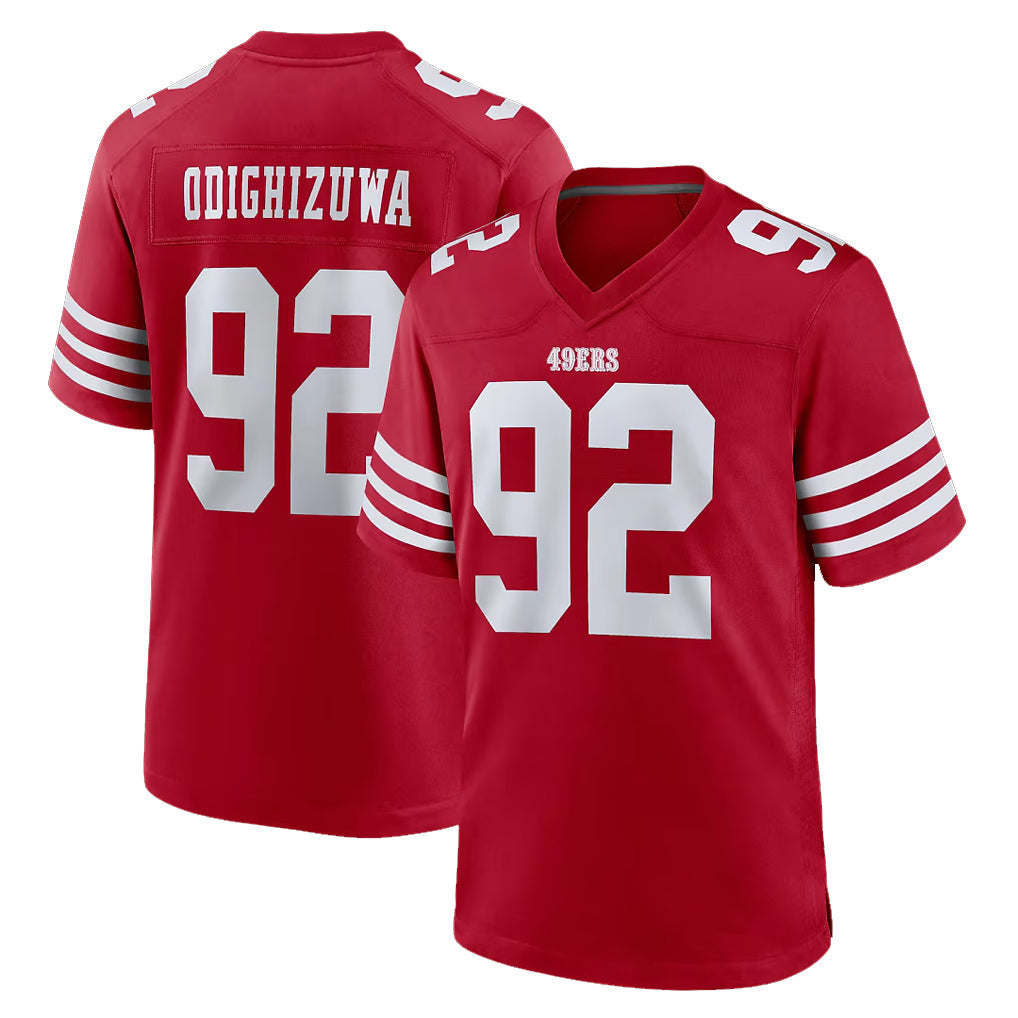 Johmsee SF.49ers #92 Osa Odighizuwa Player Red Game Home Stitched Jerseys