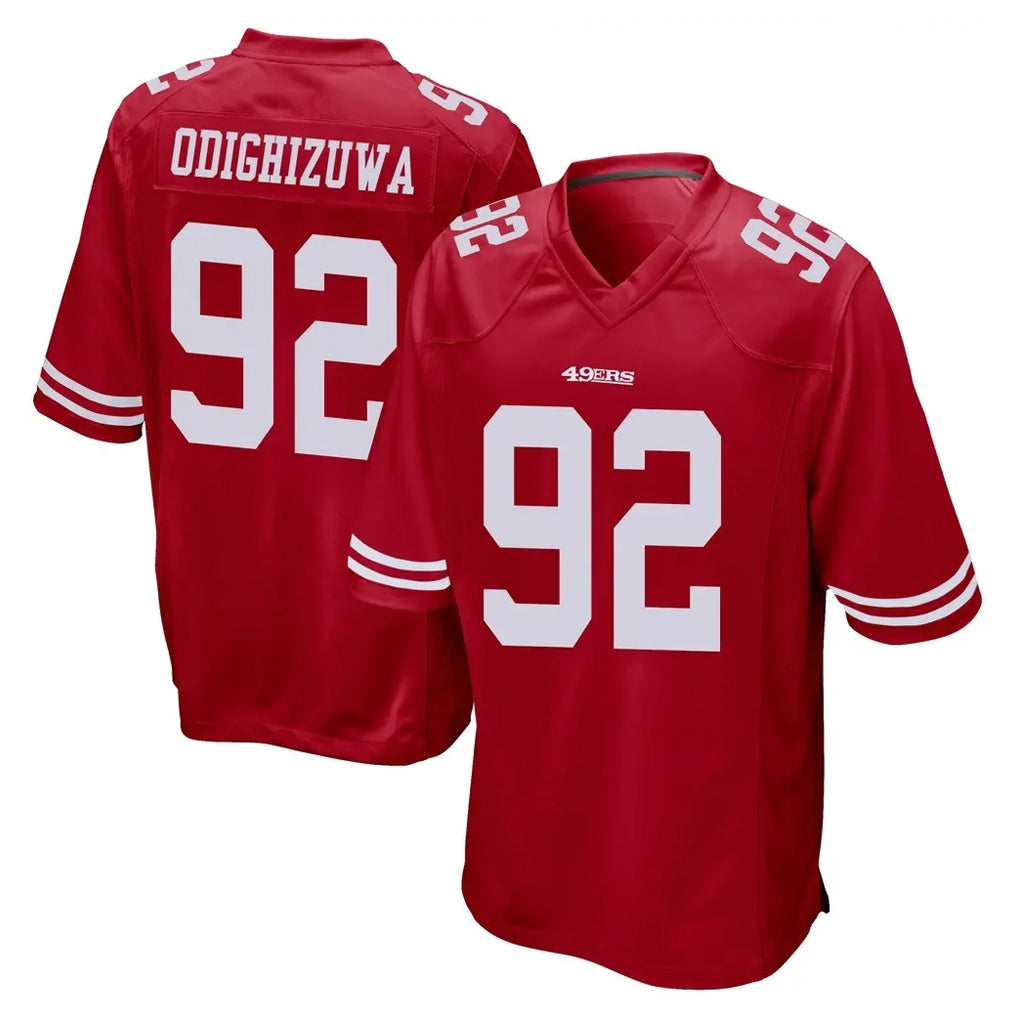 Johmsee SF.49ers #92 Osa Odighizuwa Player Red Home Game Stitched Jerseys