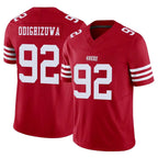 Johmsee SF.49ers #92 Osa Odighizuwa Player Red Limited Vapor F.U.S.E. Home Game Stitched Jerseys