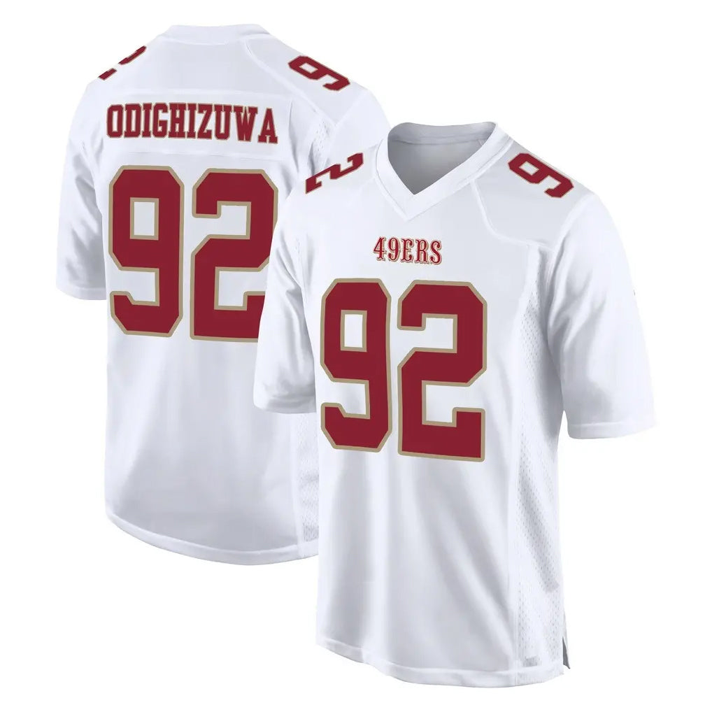 Johmsee SF.49ers #92 Osa Odighizuwa Player White Fashion Home Game Stitched Jerseys