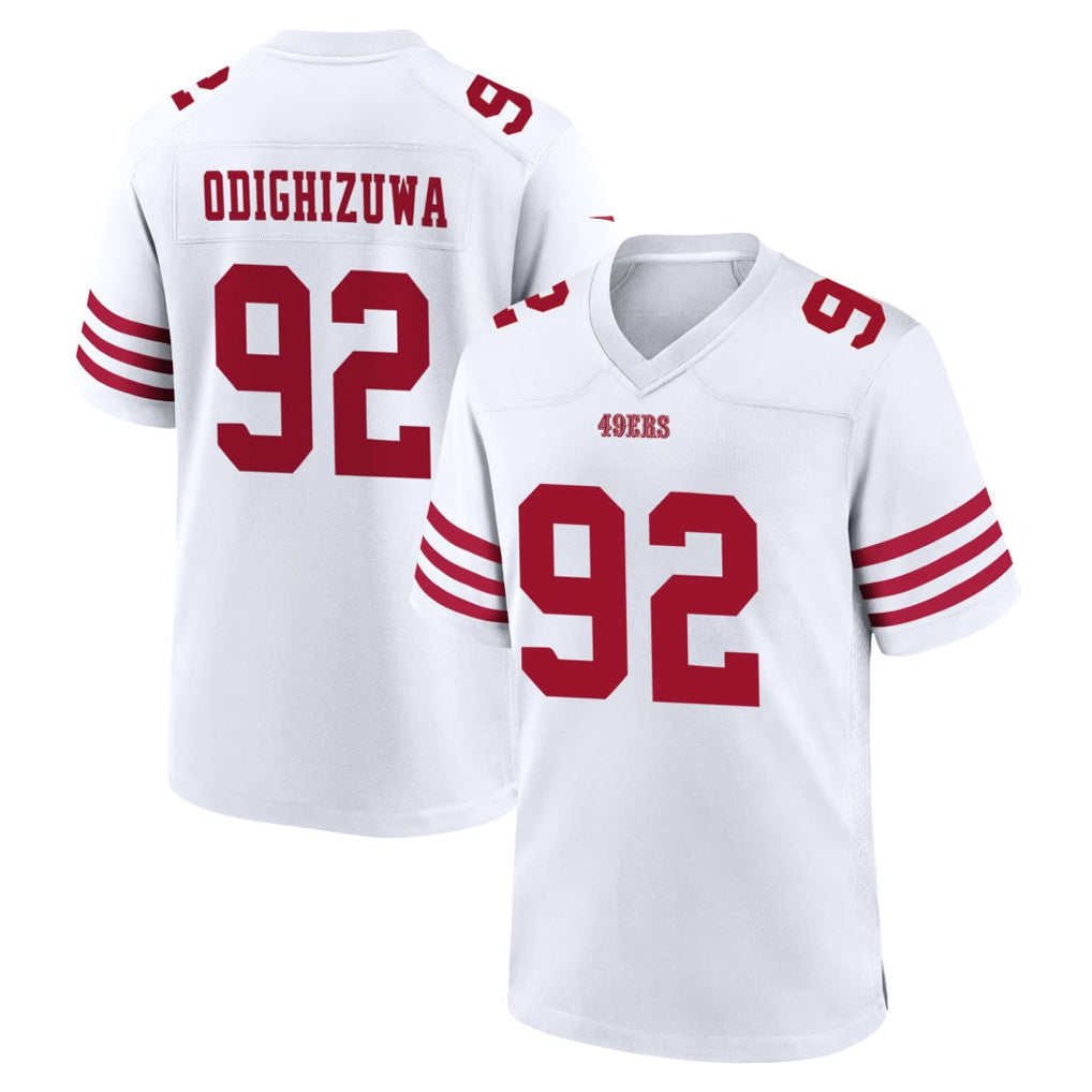 Johmsee SF.49ers #92 Osa Odighizuwa Player White Game Home Stitched Jerseys