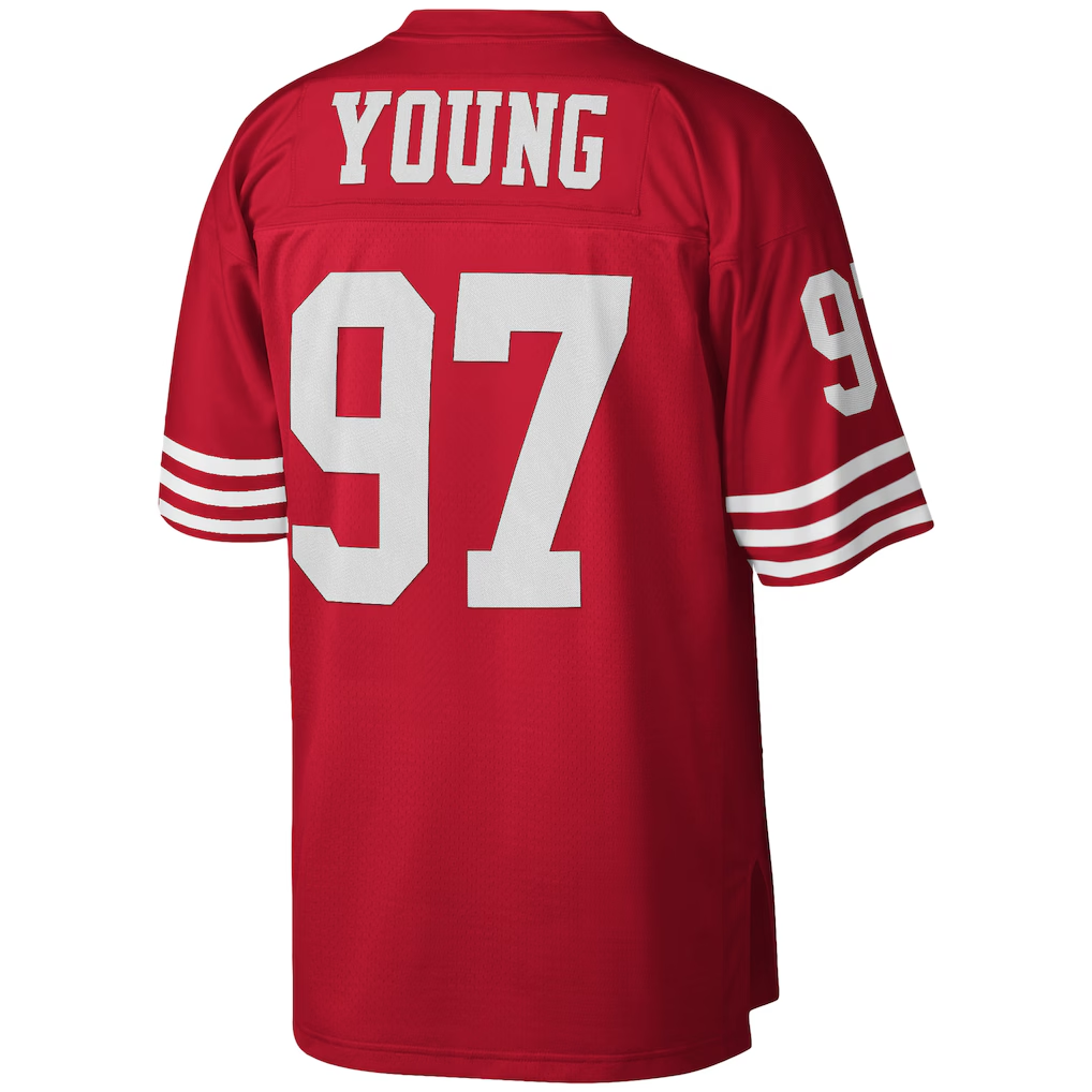 Johmsee SF.49ers #97 Bryant Young Mitchell & Ness Scarlet Legacy Replica Jersey