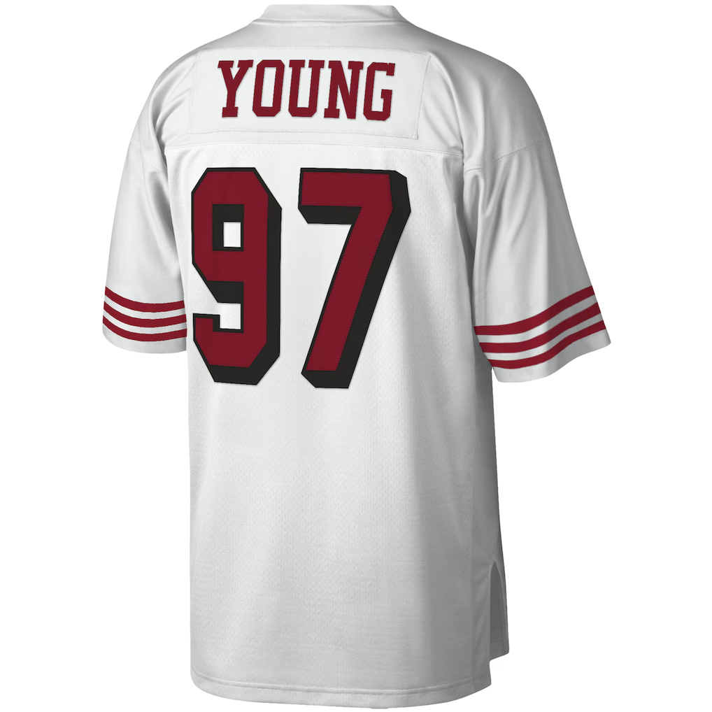 Johmsee SF.49ers #97 Bryant Young Mitchell & Ness White Legacy Replica Stitched Puhic Jersey