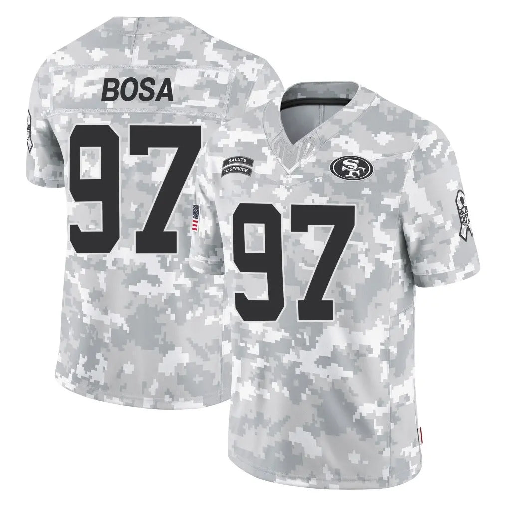 Johmsee SF.49ers #97 Nick Bosa Player Arctic Camo Limited Salute To Service Home Game Stitched Jerseys