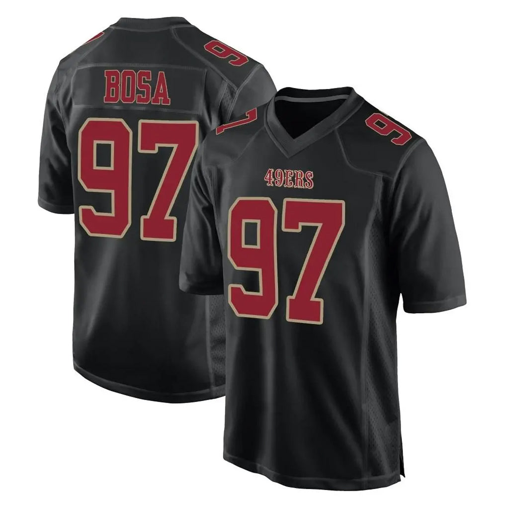 Johmsee SF.49ers #97 Nick Bosa Player Black Fashion Home Game Stitched Jerseys