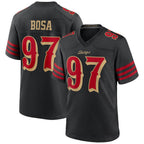 Johmsee SF.49ers #97 Nick Bosa Player Rivalries Collection Black Game Stitched Jersey