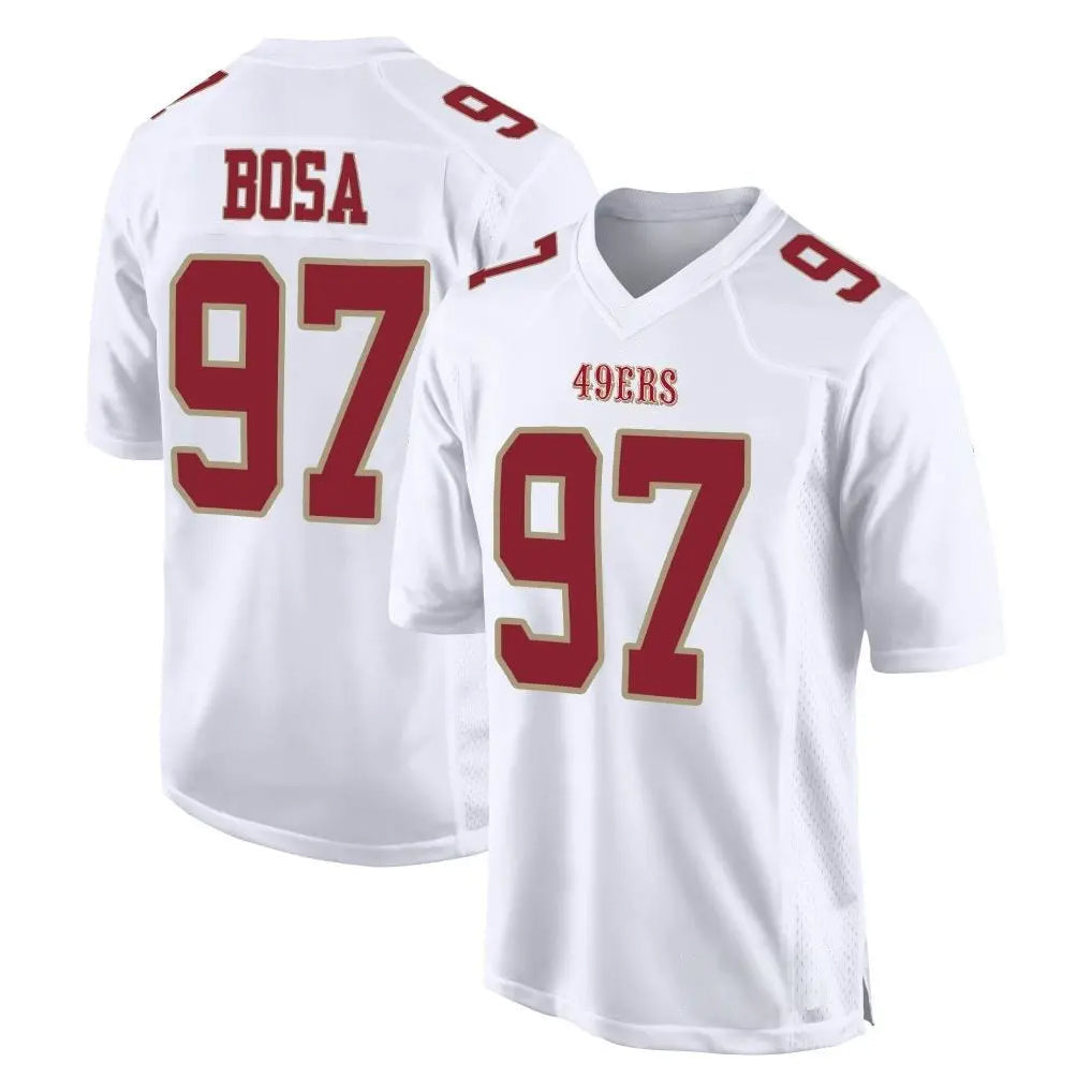Johmsee SF.49ers #97 Nick Bosa Player White Fashion Home Game Stitched Jerseys