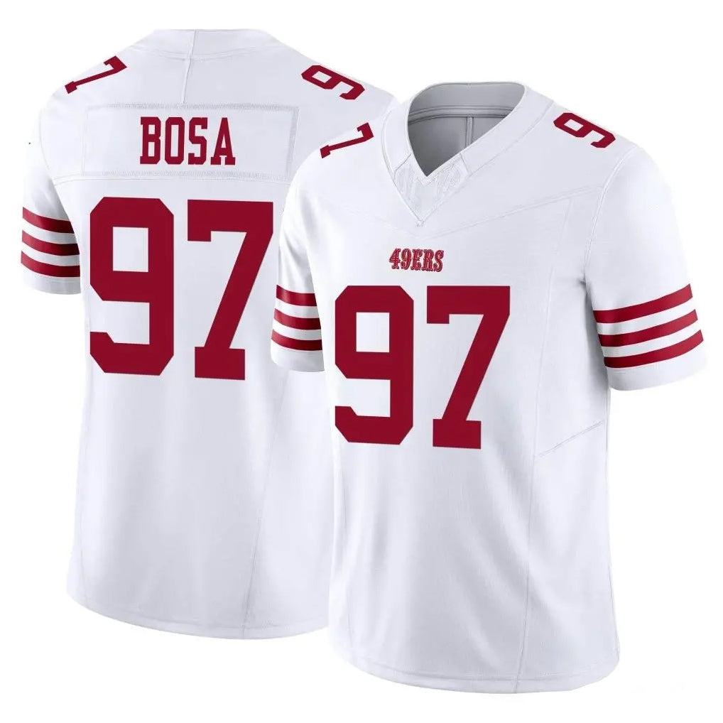 Johmsee SF.49ers #97 Nick Bosa Player White Limited Vapor F.U.S.E. Home Game Stitched Jerseys