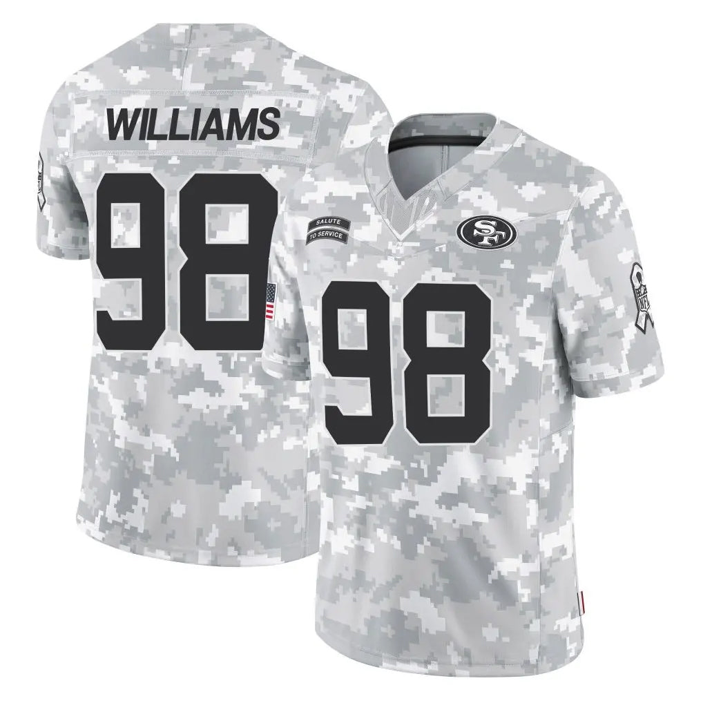 Johmsee SF.49ers #98 Mykel Williams Player Arctic Camo Limited Salute To Service Home Game Stitched Jerseys