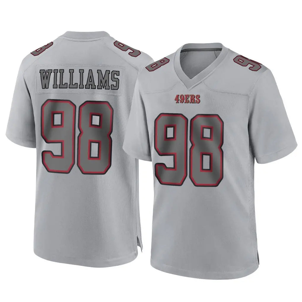 Johmsee SF.49ers #98 Mykel Williams Player Gray Atmosphere Fashion Home Game Stitched Jerseys