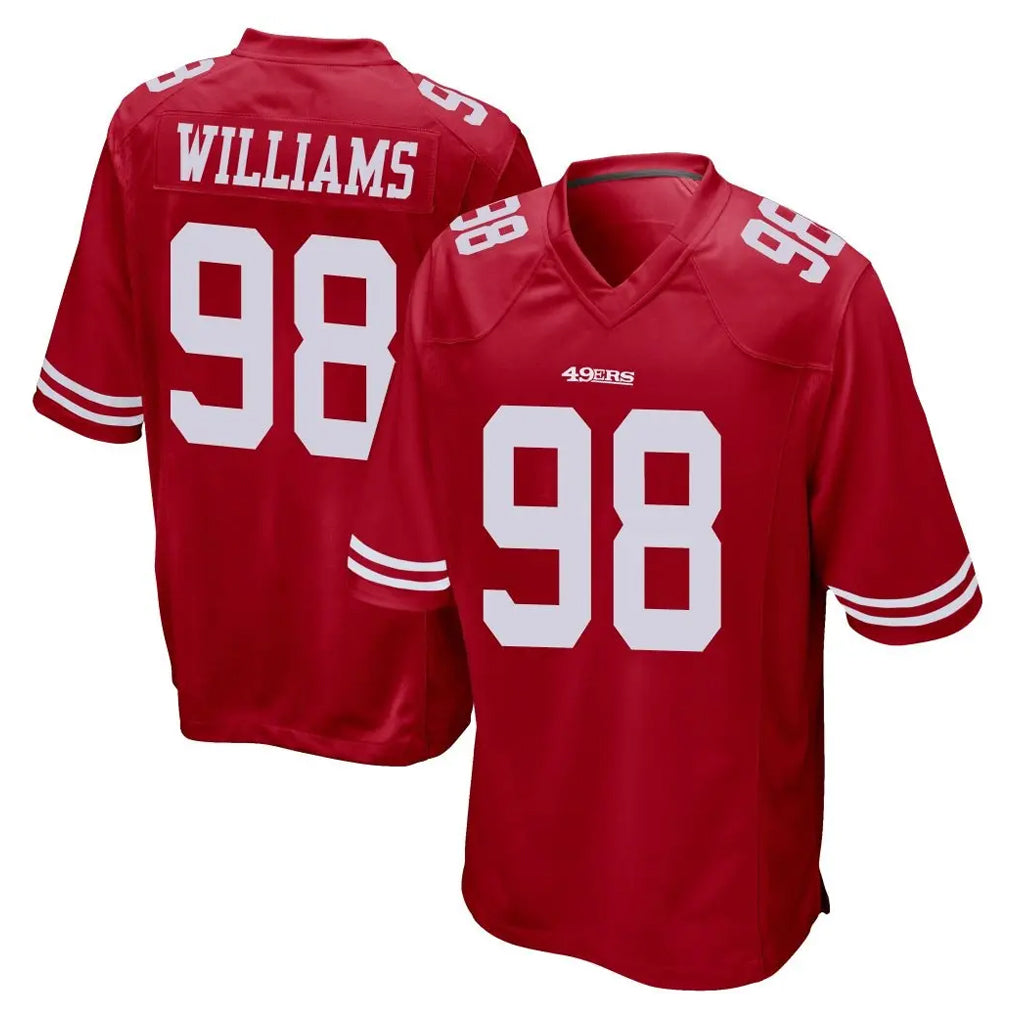 Johmsee SF.49ers #98 Mykel Williams Player Red Home Game Stitched Jerseys