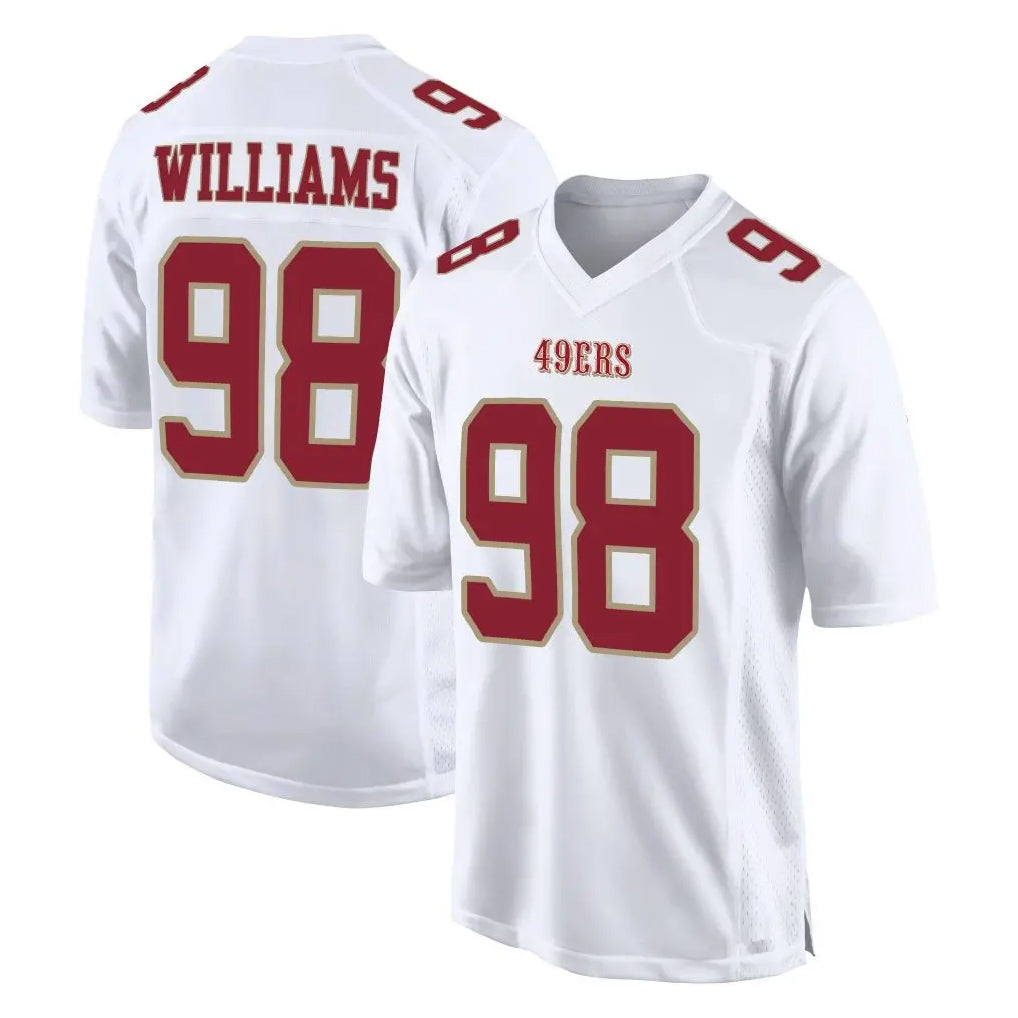 Johmsee SF.49ers #98 Mykel Williams Player White Fashion Home Game Stitched Jerseys